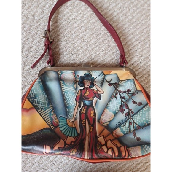 ISABELLA FIORE LOTUS LANE ANNABELLE GEISHA CHERRY BLOSSOM TATTOO HANDBAG - Picture 2 of 4